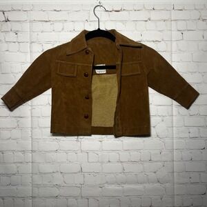 Vintage 1970s Toddler Suede Jacket Sears Western Cowboy Brown Retro Kids Size 2T